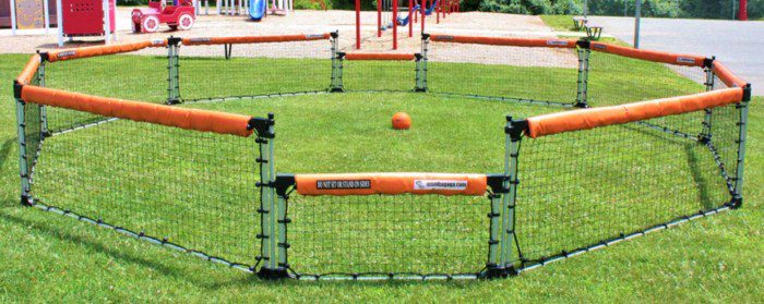 Gaga ball pit made from net panels with foam tops