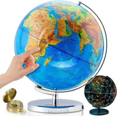 Get Life Basics World Globe with a hand pointing to continent of Africa