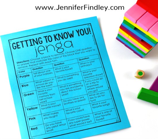 Instruction sheet for playing Get to Know You Jenga