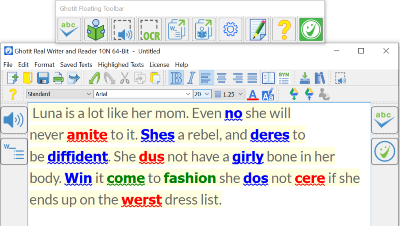 a paragraph written using ghotit writing software before the words are corrected for spelling