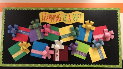 "Learning is a gift" bulletin board- december bulletin boards