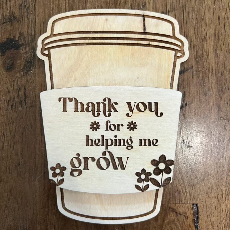 Gift Card Holder for Paraprofessional: Thank You For Helping Me Grow