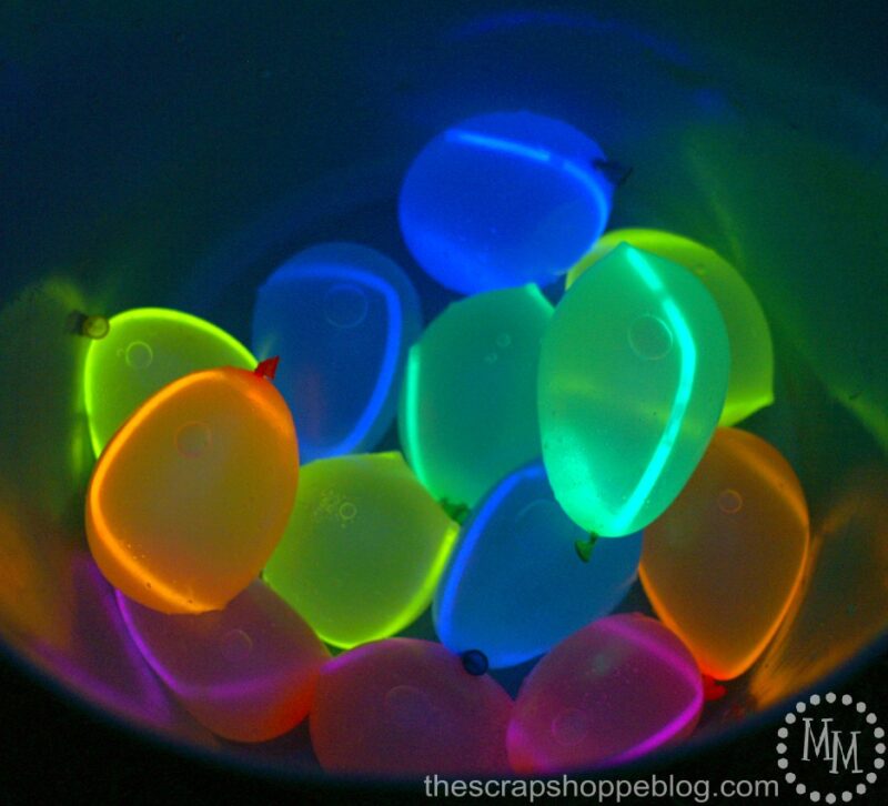 water balloons with glow sticks inside to make them glow