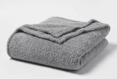 Grey plush sherpa blanket- coworker gift ideas