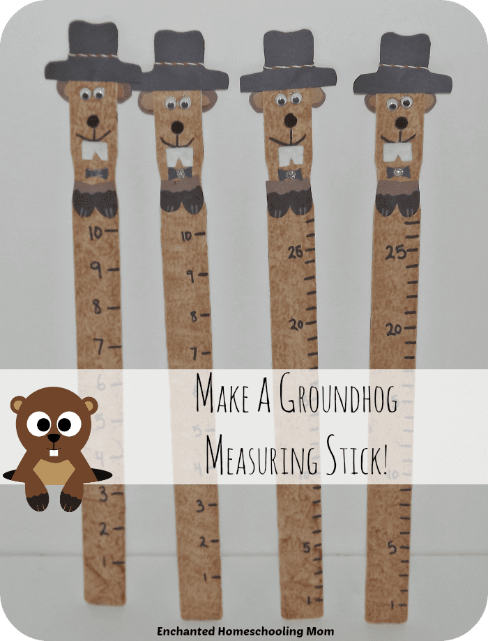 groundhog measuring sticks made from paint stir sticks