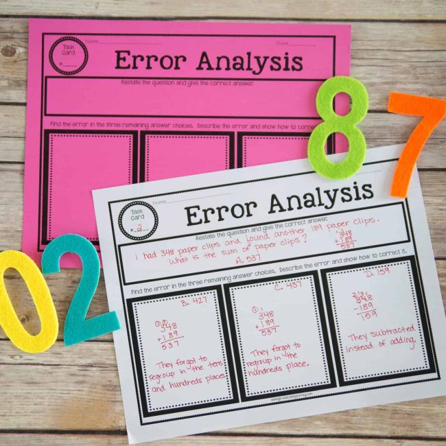 Worksheets for error analysis of math problems