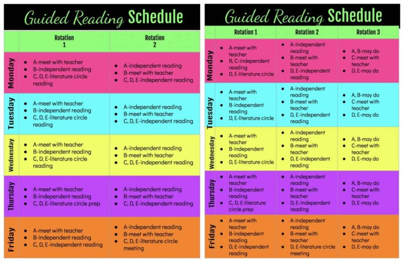 example of a schedule for guided reading groups