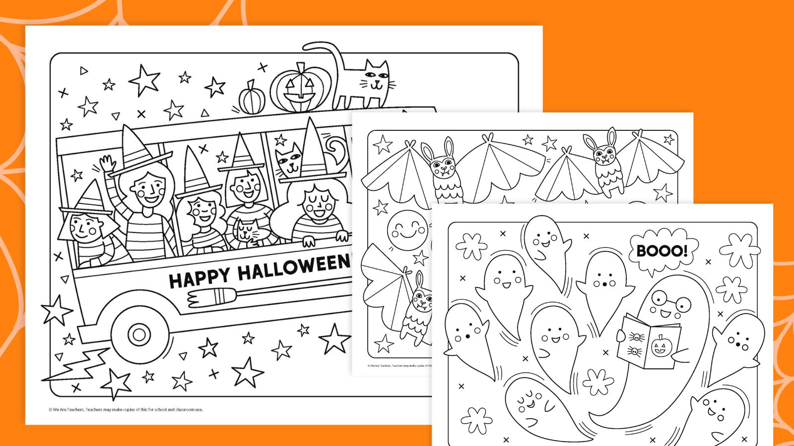 Halloween Coloring Pages Flat lay of Halloween Coloring Pages