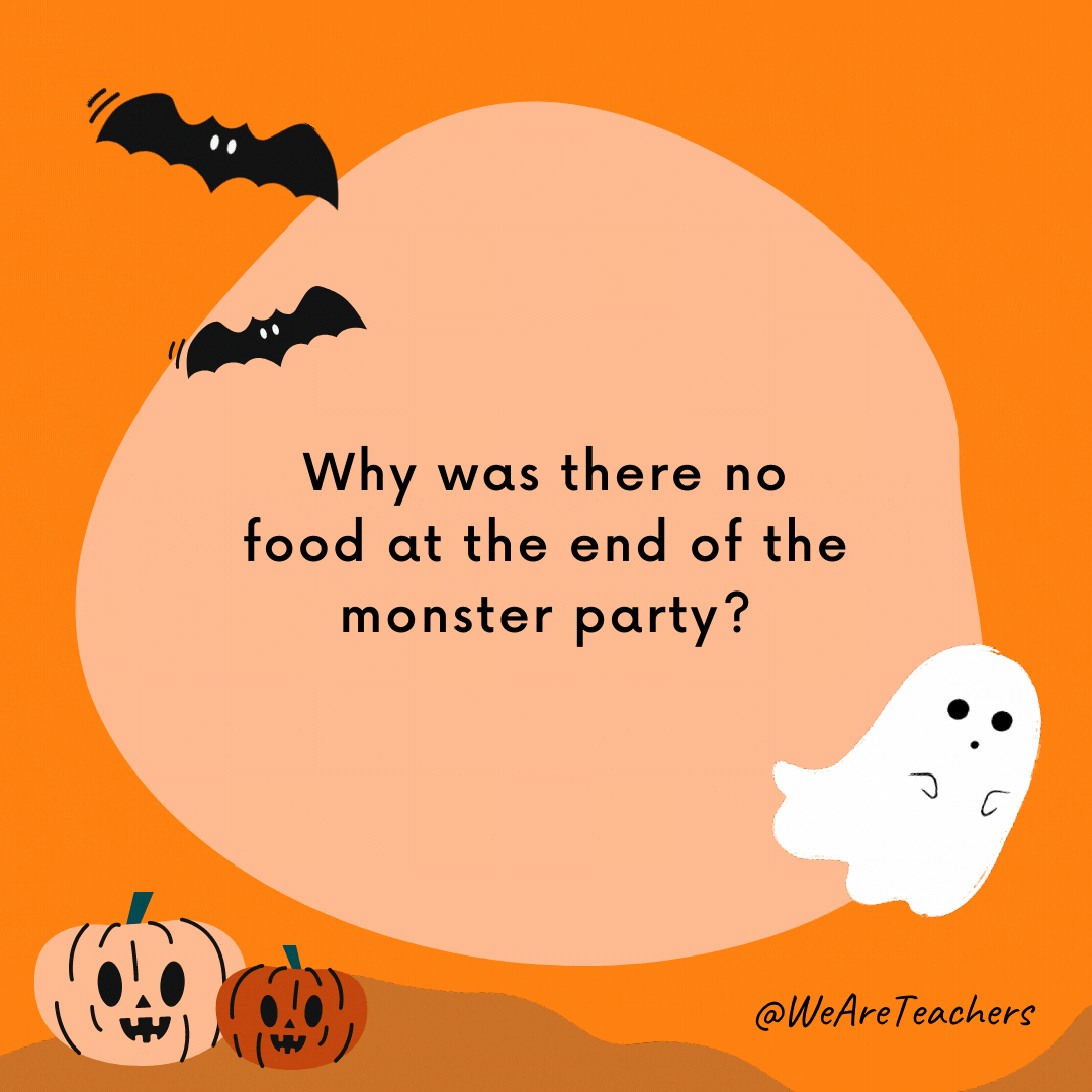 Why was there no food at the end of the monster party?