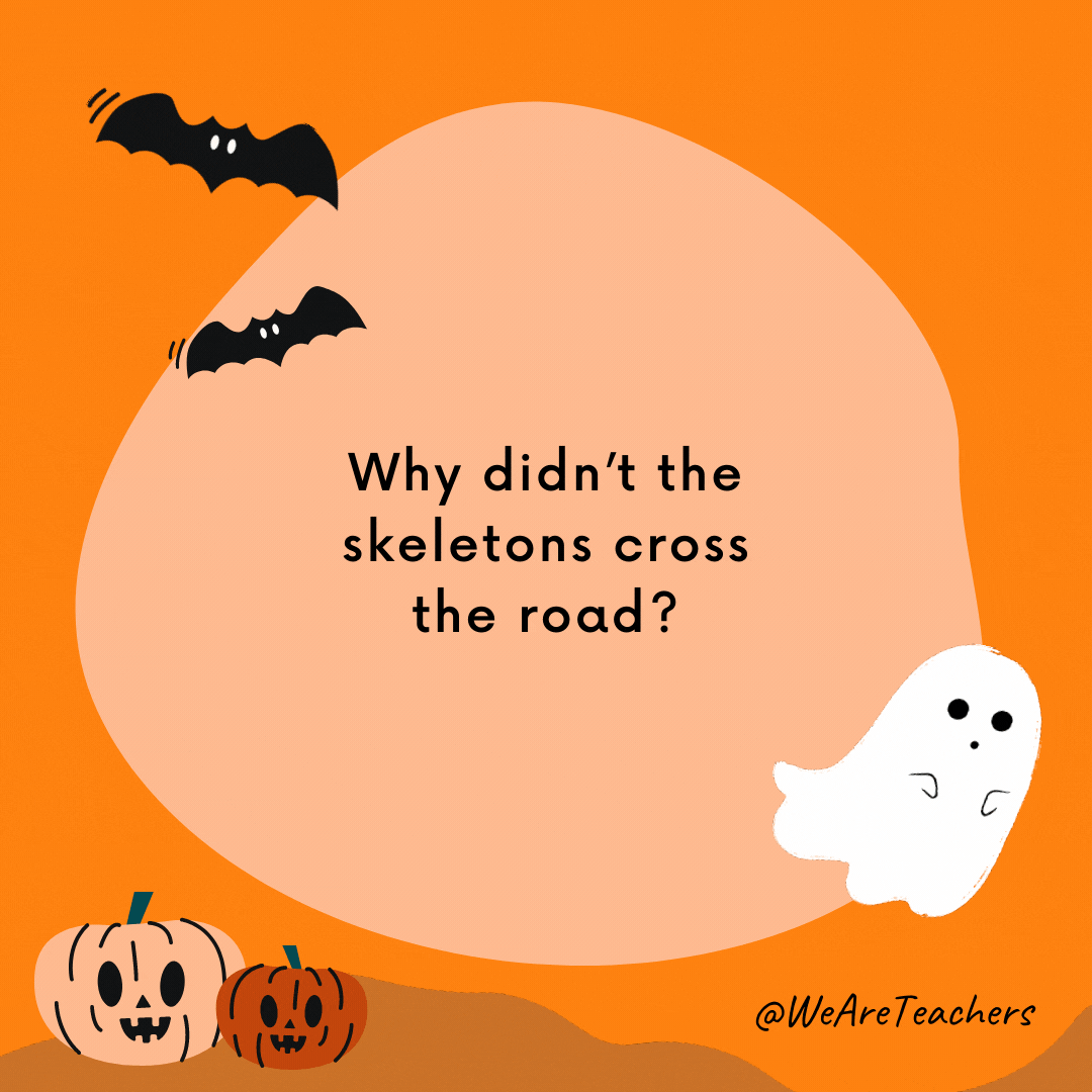 Why didn’t the skeletons cross the road?