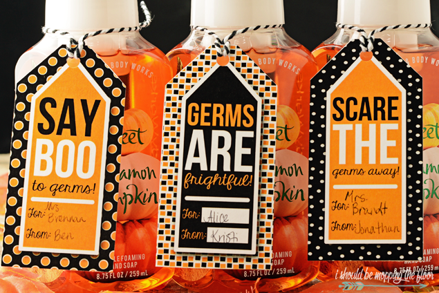 hand sanitizer with halloween tags 
