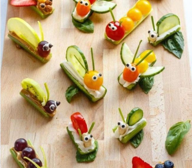 Cute insects made of vegetables and fruits (Healthy Snacks for Kids)