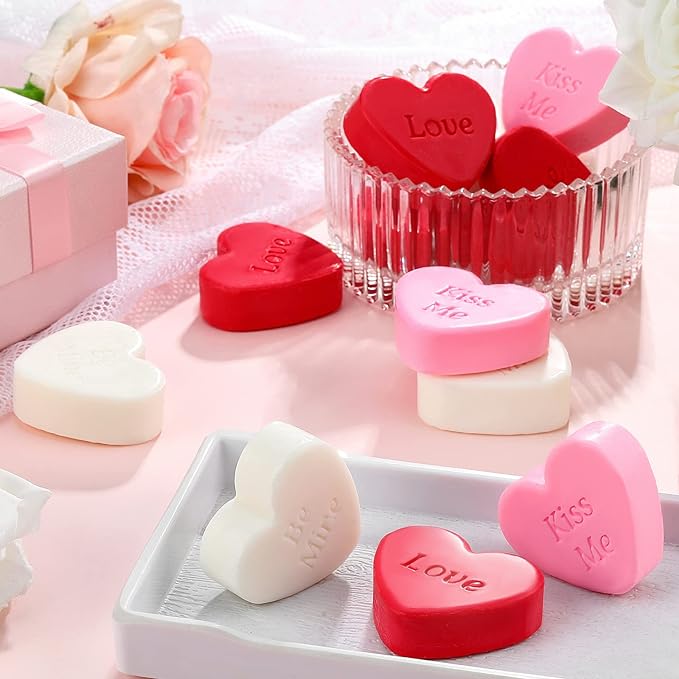heart soaps in pink red and white for a teacher gift 