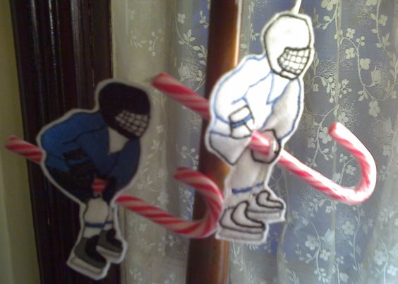 hockey player candy cane holders 