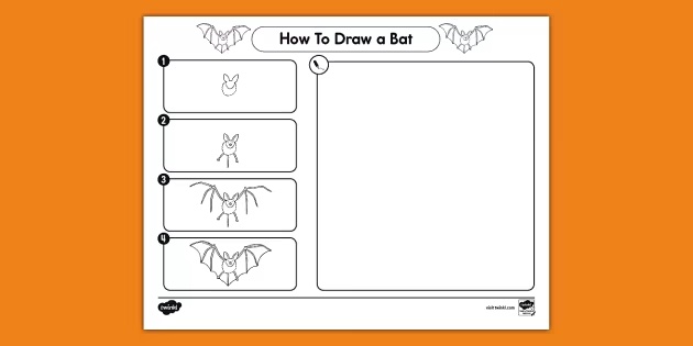 how to draw a bat printable from Twinkl