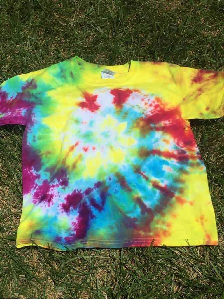 Tie-dyed shirt on the grass