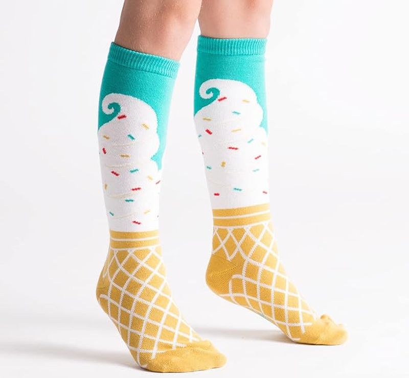 Knee high socks that look like an ice cream cone