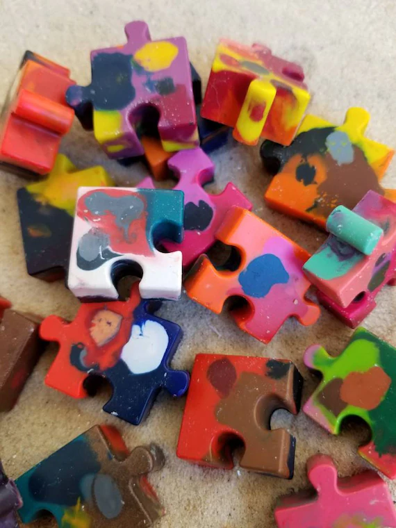 Crayon puzzle pieces