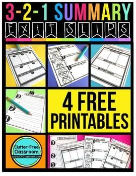 Clutter-Free Classroom printables for exit slips.