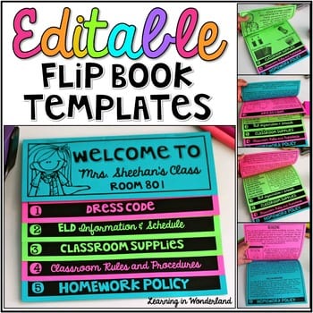 "Editable flip book templates" by Learning in Wonderland