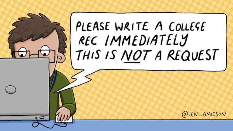 Illustration of teacher receiving rude emails from students