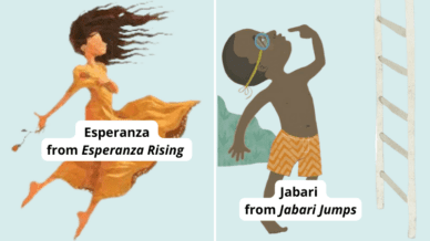 Esperanza from Esperanza Rising and Jabari from Jabari Jumps, as examples of inspiring children's book characters