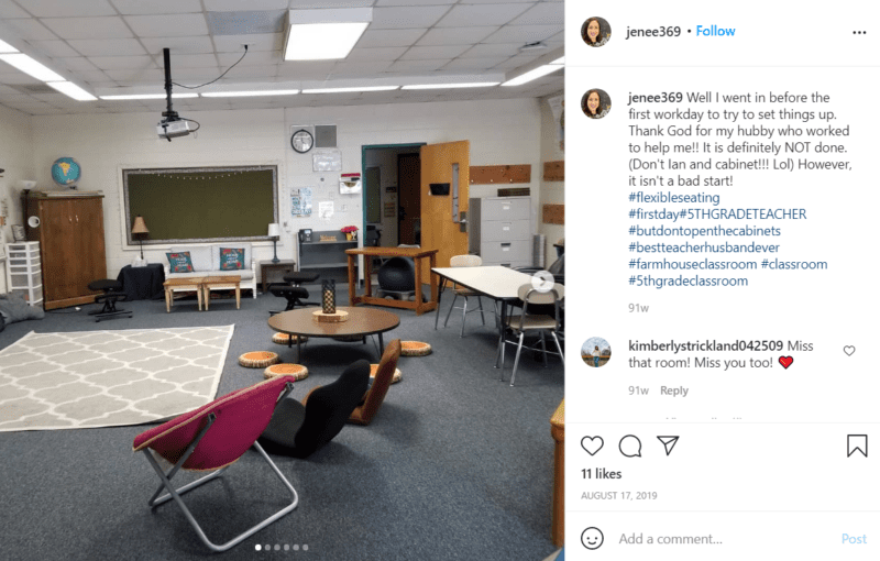 Still of inspiring fifth grade classroom ideas with lots of seats from Instagram