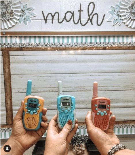 Instagram-worthy teacher hacks include these three walkie-talkies shown.