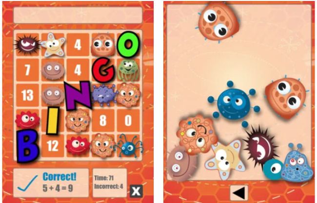 Screenshot from Math Bingo iPad game