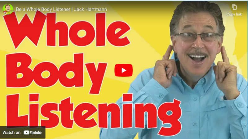 Screenshot of Jack Hartmann Whole Body Listening Video.