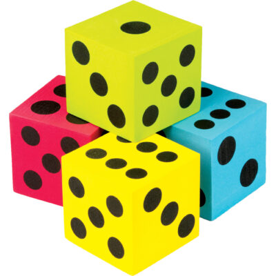 4 jumbo foam dice in neon colors