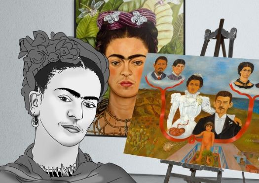 Colorful self portraits of Frida Kahlo