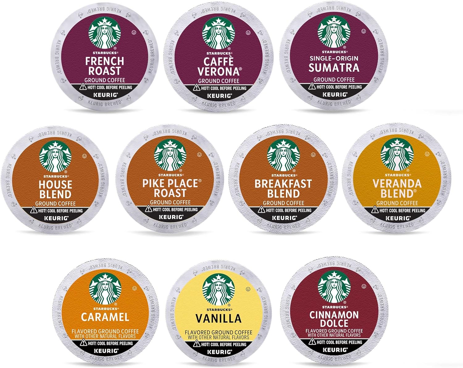 Selection of K-cups coffee machine pods from Starbucks