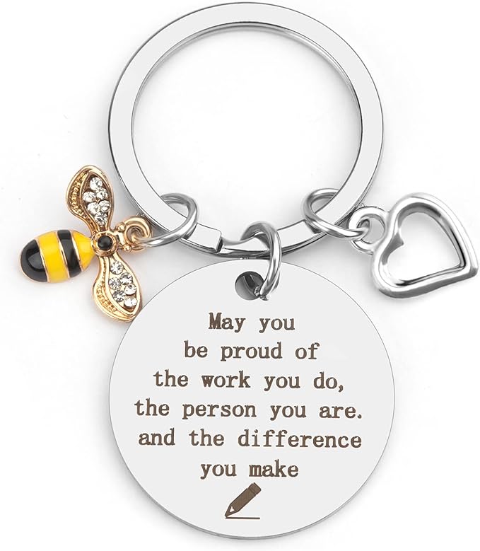 key ring for teachers with an inspirational saying for a small teacher gift