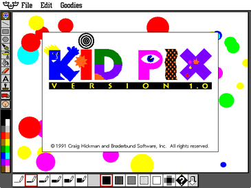Screen shot of computer drawing program Kid Pix 