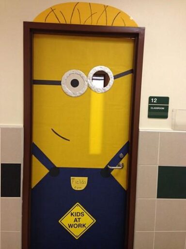 kids at work classroom door minion despicable me theme