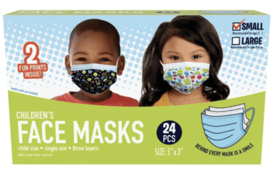 Kids patterned disposable face masks