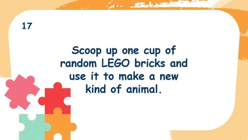 Scoop up one cup of random LEGO bricks and use it to make a new kind of animal.