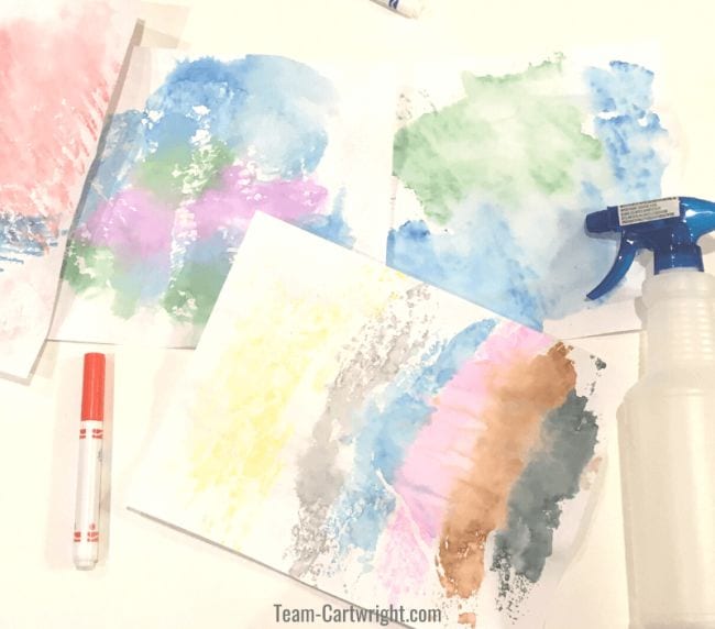Pastel abstract art made with markers and water spray bottle