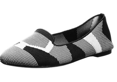 Black and white knit flats