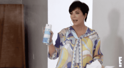 Kris Jenner spraying lysol