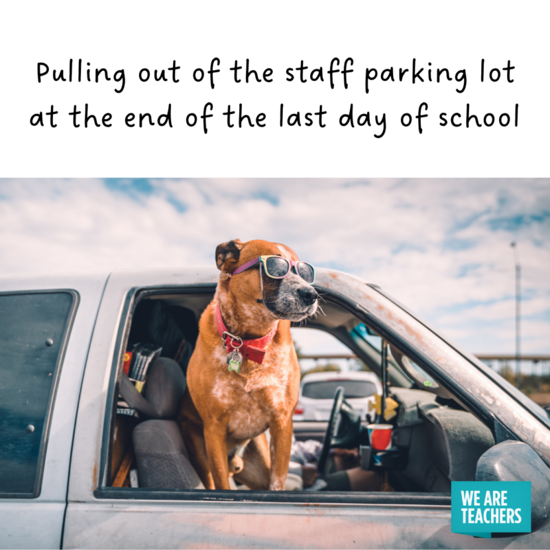 last day of school parking lot meme