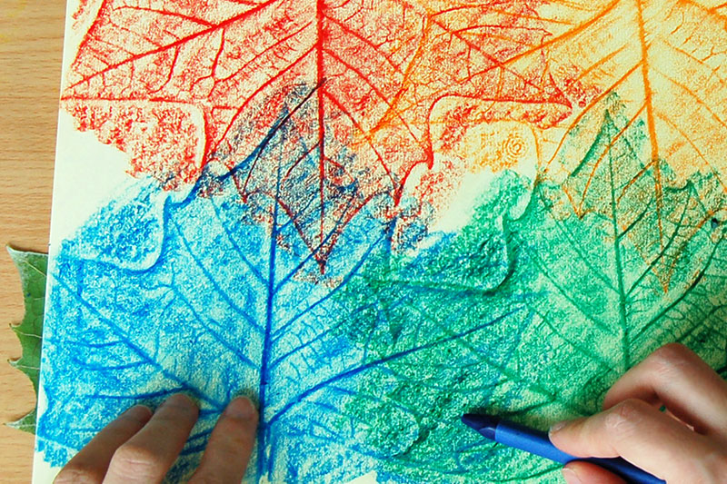 Leaf rubbing art- summer activities for kids