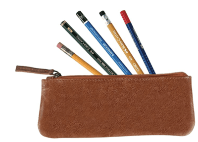 Leather pencil case in brown