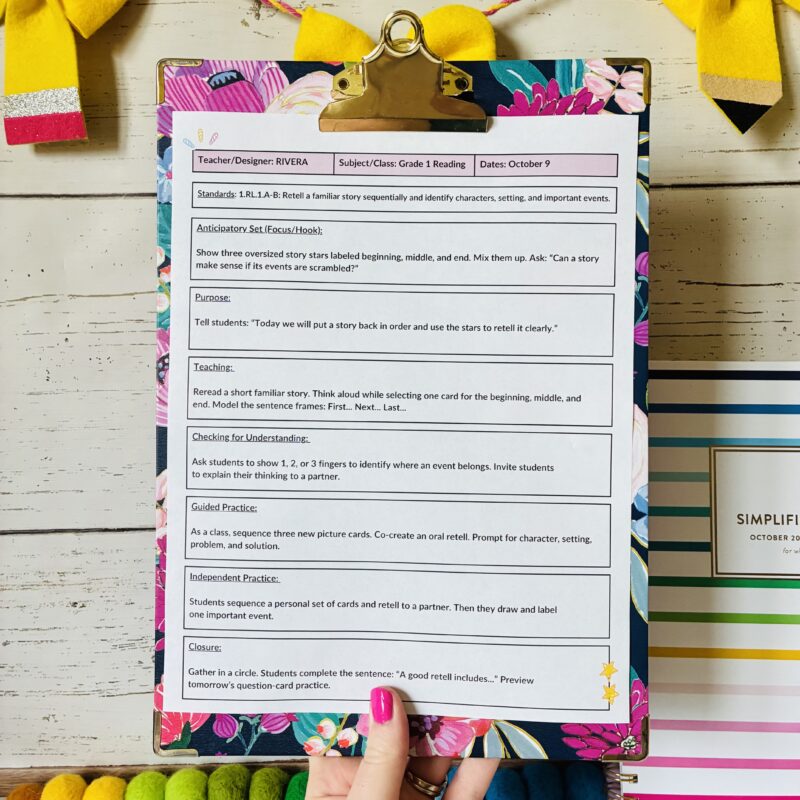 Example of direct instruction lesson plan for elementary