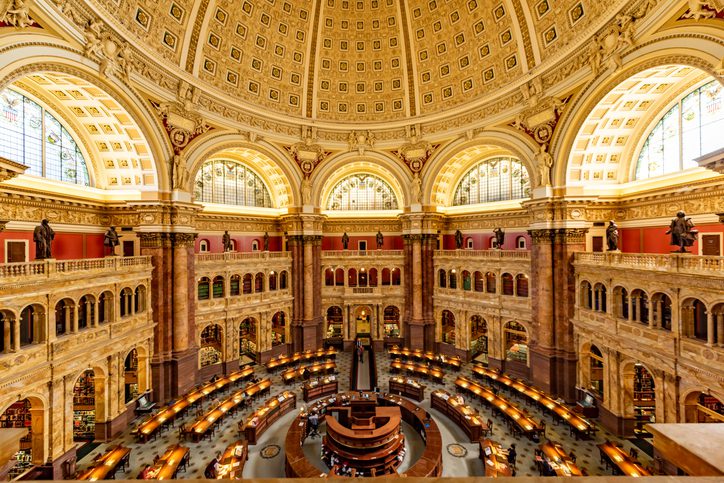 Reading room Interior of the Library of Congress,Washington DC, USA, as an example of summer professional development for teachers