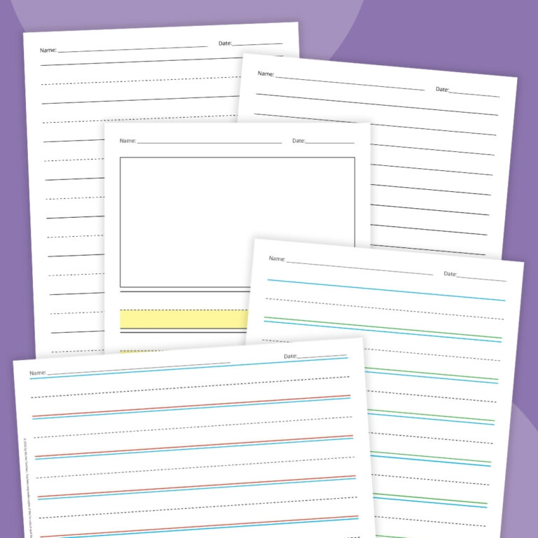 Free Lined Writing Paper for Kindergarten and Primary Students