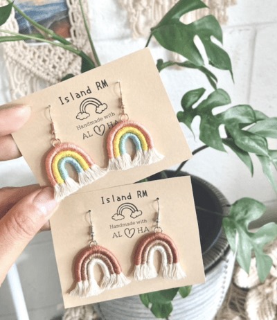 Macrame mini rainbow earrings