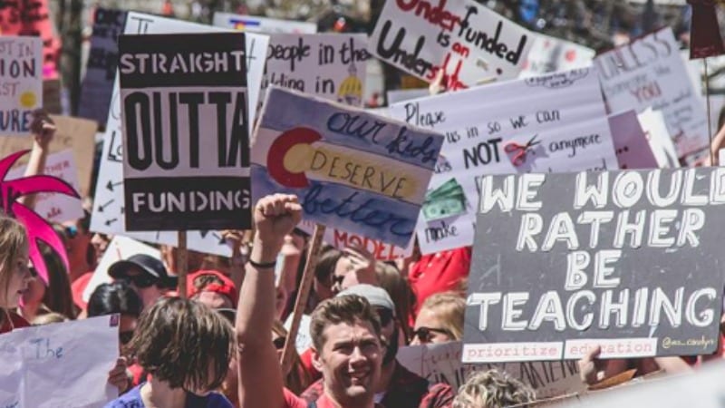 Teacher Protest Signs from CO and AZ