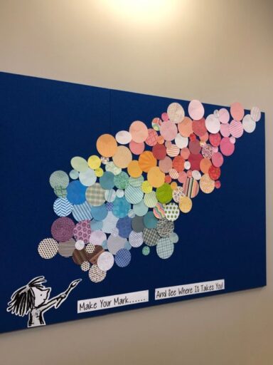 Make your mark and see where it takes you bulletin board idea based off The Dot book